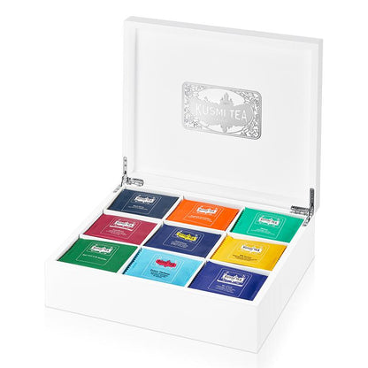 Coffret bois Kusmi rempli de Kusmikubes thés assortis
