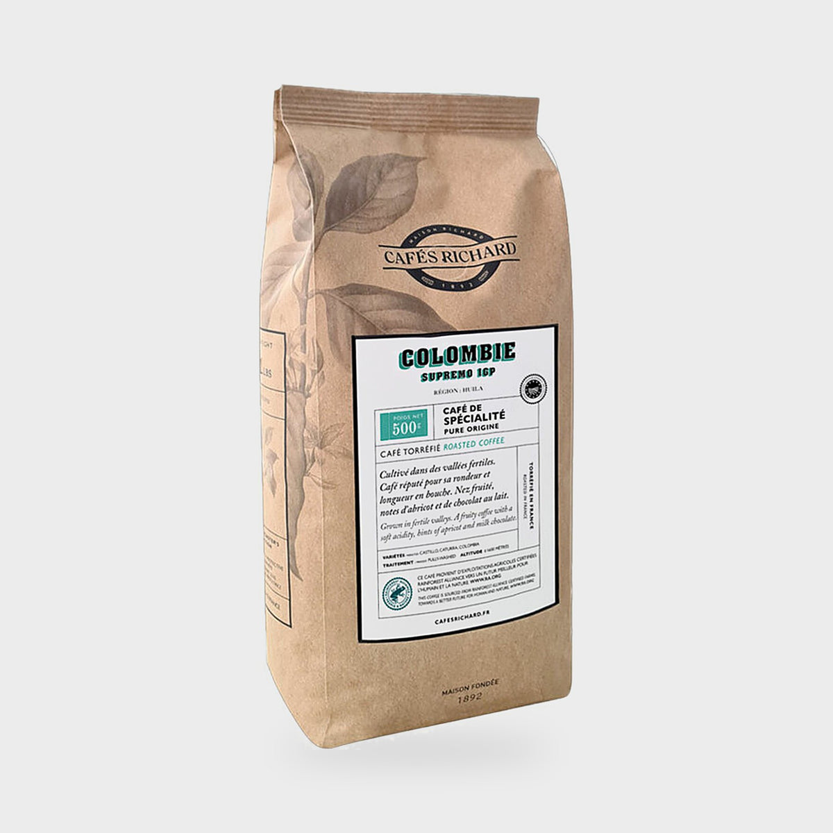 Colombie Supremo Rainforest Cafés Richard café en grains 500 g