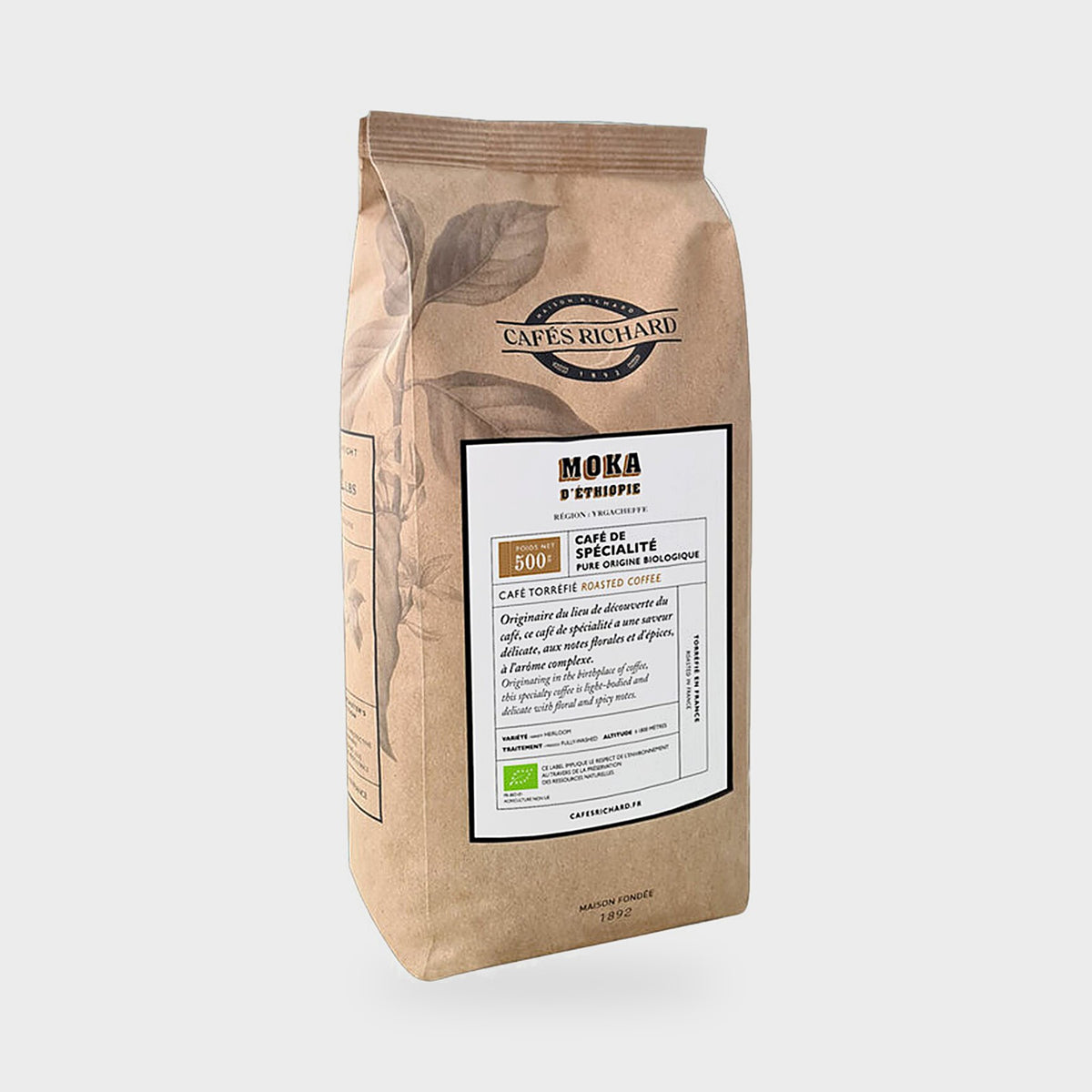 Moka d'Éthiopie bio Cafés Richard café en grains 500 g