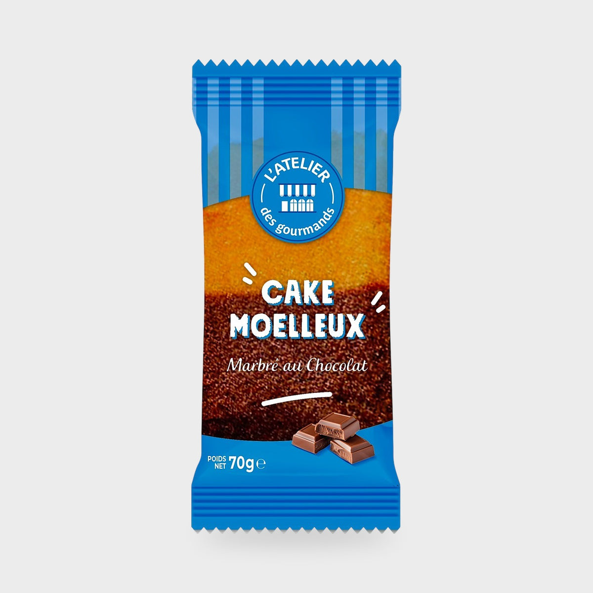 Cake marbré au chocolat L'Atelier des Gourmands – carton de 30 × 70 g