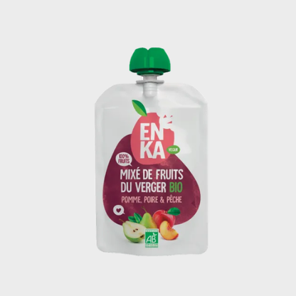 Mixé pomme, poire, pêche bio Enka – carton de 20 × 90 g