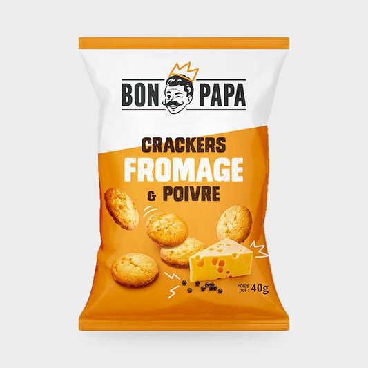 Crackers fromage et poivre Bon Papa – carton de 50 × 40 g
