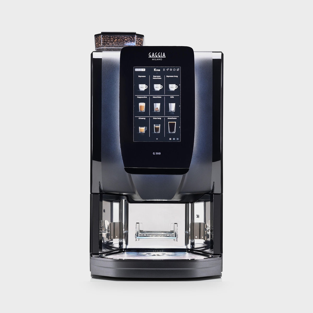 Machine à café professionnelle Gaggia G300 Krea vue de face, écran tactile Krea