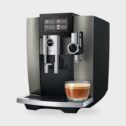 Machine à café Jura S10 Dark Inox vue de face, 45 spécialités