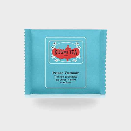 Sachet enveloppé Kusmi Tea Prince Vladimir, thé noir bio, boîte de 100 sachets