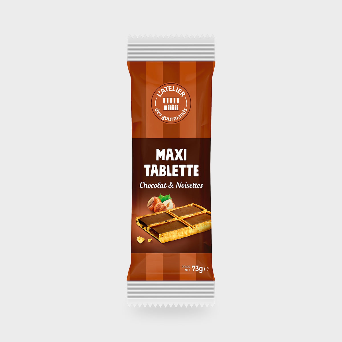 Maxi tablette noisette L'Atelier des Gourmands – carton de 20 × 73 g
