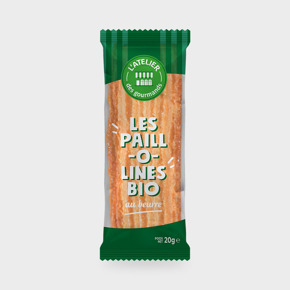 Paillolines caramélisées bio L'Atelier des Gourmands – carton de 120 × 20 g