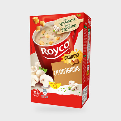 Soupe Royco Crunchy champignons, nouvel emballage de la boîte de 20 sachets
