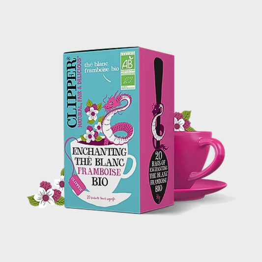 Boîte Clipper thé blanc framboise, 20 sachets bio