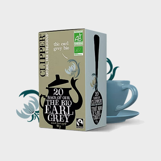 Boîte Clipper Earl Grey, 20 sachets de thé noir bio à la bergamote