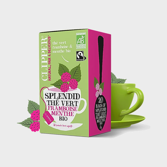 Boîte Clipper thé vert framboise menthe, 20 sachets bio équitable